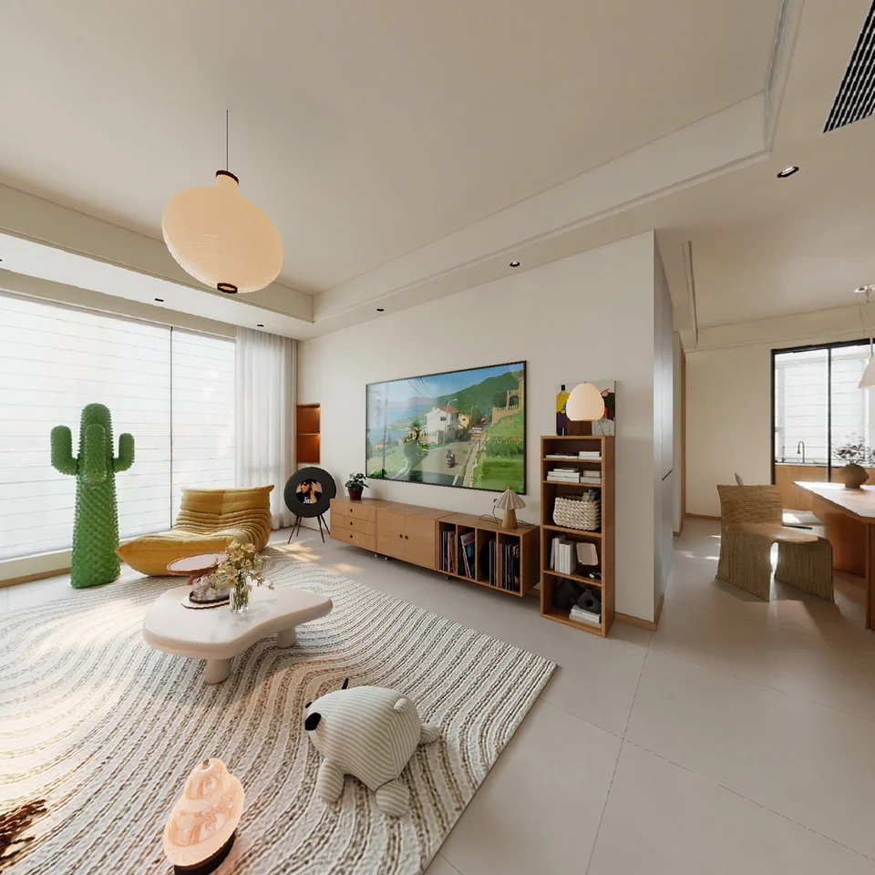 Playful Oak Residence design visualization