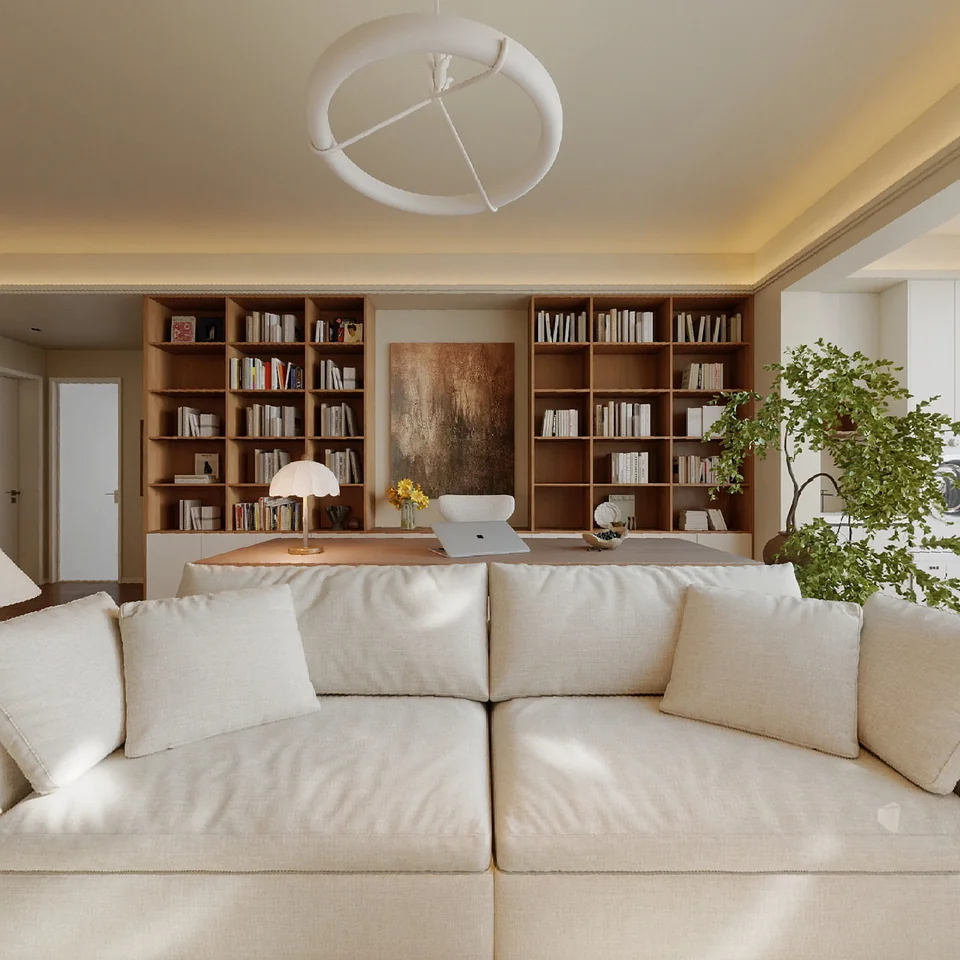 Sunlit Library Residence design visualization