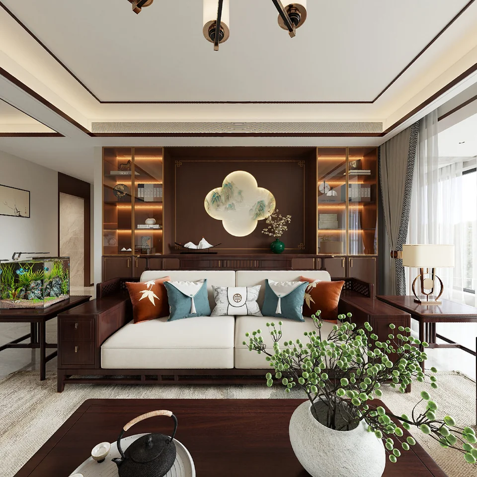 Sculpted Walnut Residence design visualization