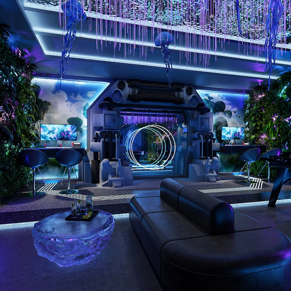 Immersive Galaxy Lounge design visualization