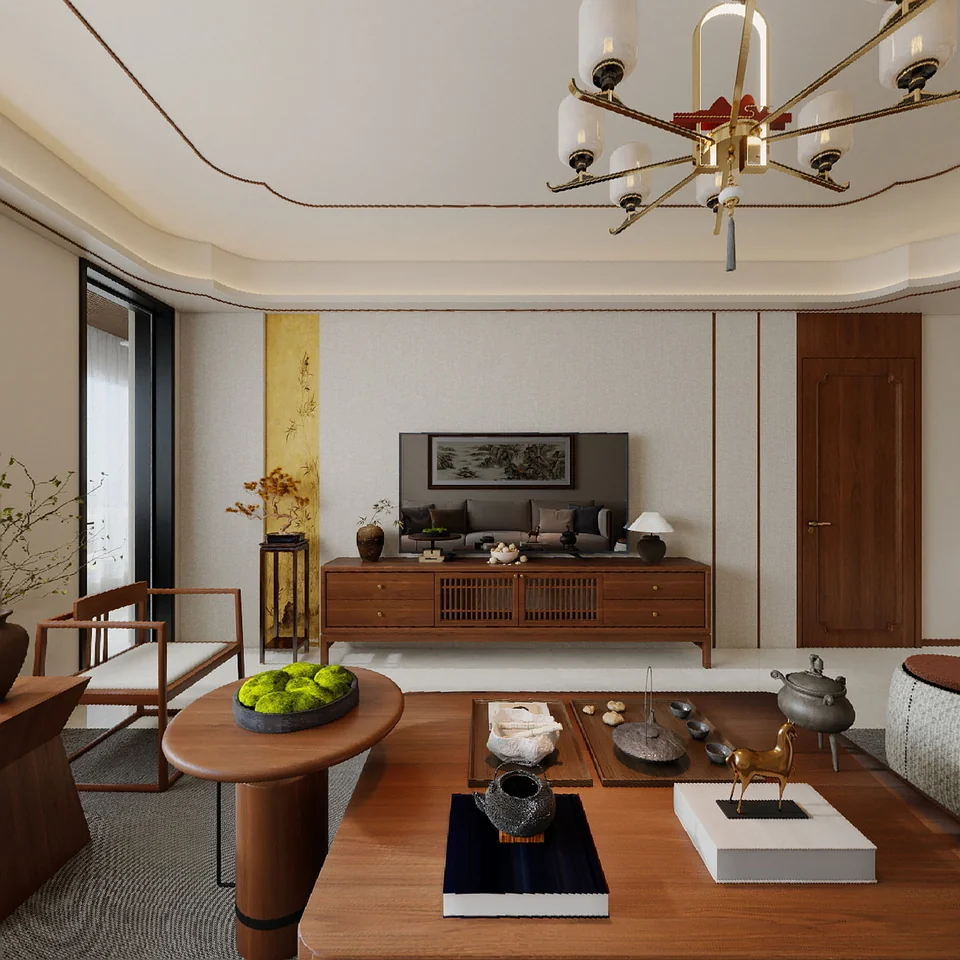 Elegant Walnut Residence design visualization